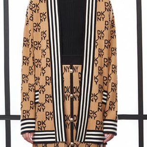 Jacquard loose knit cardigan jacket women's luxury women's clothing in coffee co